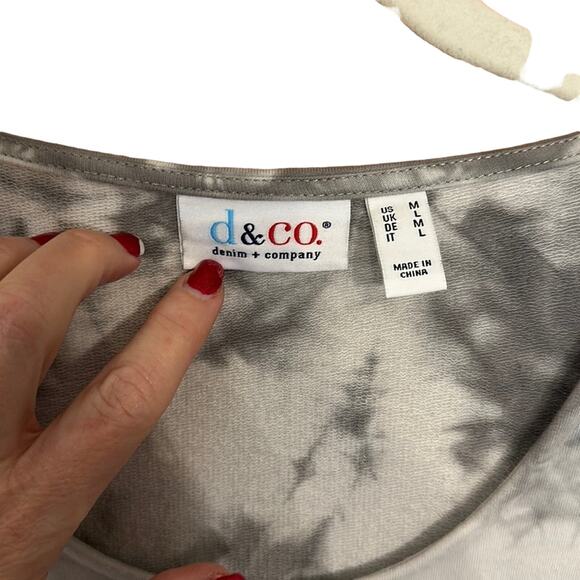 Denim & Co Gray Tie Dye Terry Short Sleeve Scoop Neck Dress Size Medium - Picture 4 of 7